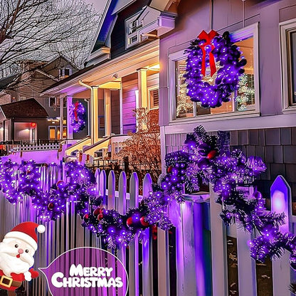 JMEXSUSS 2 Pack Solar Fairy Lights Outdoor, 33ft 100 LED Purple Christmas Lights, Waterproof 8 Modes Purple Solar Light for Outside Tree Garden Patio Halloween Christmas Decorations