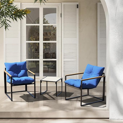 Patio Furniture Set, 3 Piece Bistro Patio Sets, Small Bistro Set, Small Balcony Furniture (Blue)