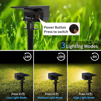 Tadyreal Solar Spot Lights Outdoor 2 Pack, [46 LED/3 Modes] Solar Landscape Spotlights Waterproof, 2-in-1 Auto On/Off Solar Powered Lights for Outside Yard Garden Wall Pathway(Warm White)