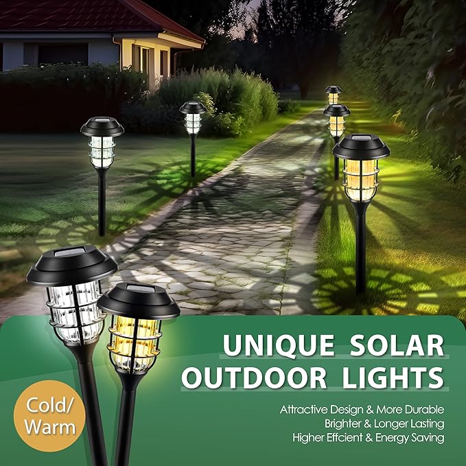 SOLPEX Solar Lights for Outside, Solar Outdoor Pathway Garden Lights Waterproof, Solar Powered Landscape Lighting for Yard, Garden, Pathway, Patio, Porch, Walkway, Driveway, 8 Pack(Warm White)