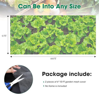 Unves 2 Pack 4 x 10 FT Garden Netting, Mosquito Bird Netting for Garden Protection Vegetable Fruits, Raised Bed Plant Covers Protect Plants from Birds Bugs