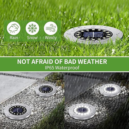NFESOLAR 16 Pack Solar Lights Outdoor, 16 LEDs Bright Solar Ground Lights Outdoor Waterproof for Pathway Garden Yard Lawn Walkway Driveway (White)