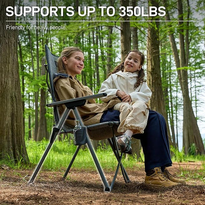EVER ADVANCED Reclining Camping Chairs for Adult Lightweight, Portable Compact Folding Chair with High Back, 4-Level Recliner Chairs, Lawn Chair for Patio Balcony, Supports 350lbs, Stretch Mesh Grey