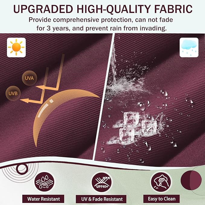 2/3 Seater Swing Replacement Cushion, Waterproof Porch Swing Cushions with Backrest, Thickened Bench Cushions for Outdoor Furniture, for Outdoor Patio Swing (Claret Red, 47 * 40 in)