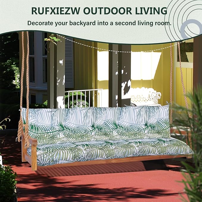 2/3 Seater Swing Replacement Cushion, Waterproof Porch Swing Cushions with Backrest, Thickened Bench Cushions for Outdoor Furniture, for Outdoor Patio Swing (Hawaii, 40 * 40 in)