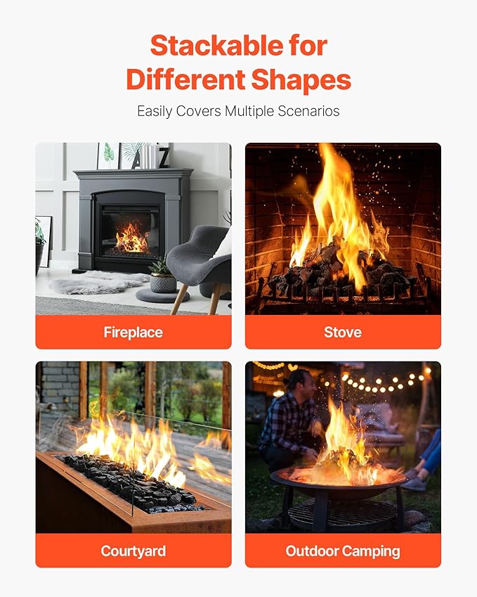 VEVOR Lava Rocks, 0.8-1.2 inch Fire Stones Lava Rocks for Fire Pit, Reusable Fire Pit Stones Indoor and Outdoor Use, Decorative Firepit Stone for Propane/Gas Fireplace,Stove,Courtyard,Camping