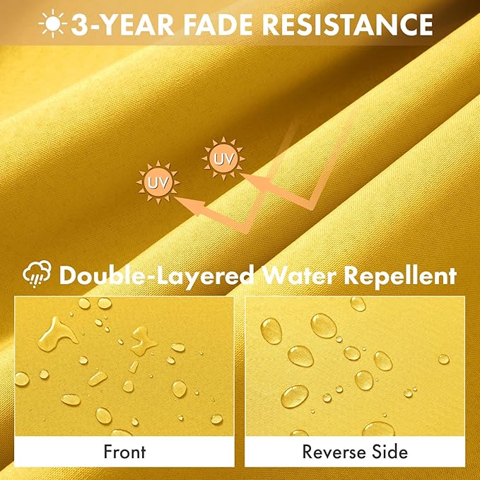 MIULEE Yellow Outdoor Chair Cushions Set of 2, 19x19x3 Inch Waterproof Patio Seat Cushions for Outdoor Furniture Couch Sofa, 3 Year Color Fastness High Density Foam with Adjustable Ties