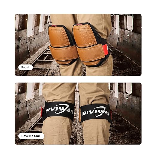 Leather Knee Pads, One Strap Non-slip Knee Pads, Machine Washable, Durable,Large Size