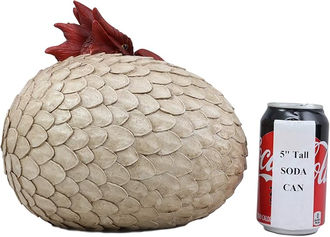 Ebros Large Smaug Red Baby Dragon Hatchling in Egg Statue 9.5" Long Dungeons Dragons Legends Fantasy Home and Garden Accent Decor Sculpture Medieval Renaissance Figurine Centerpiece