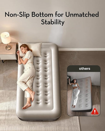 OhGeni Twin Air Mattress with Built in Pump, Blow up Mattresses, Ideal Alternative to a Bed, 18" Raised Blow Up Colchones Inflables Airbed for Guests & Home, Ideal for Home Use and Outdoor Camping