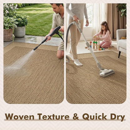 MontVoo-Outdoor Rug-Patio Rug 6x9 ft Polypropylene Indoor Outdoor Rugs Outdoor Carpet for Patio Deck Balcony Porch, Textured Weave, Durable for High Traffic, Fade-Resistant, Modern Neutral Brown