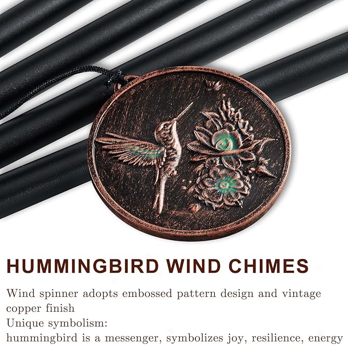 Wind Chimes for Outside, Vintage Hummingbird Deep Tone Wind Chime Outdoor Clearance, Patio Porch Balcony Decoration, Garden Hanging Decor Gifts for Women Mom Grandma (32" Hummingbird)
