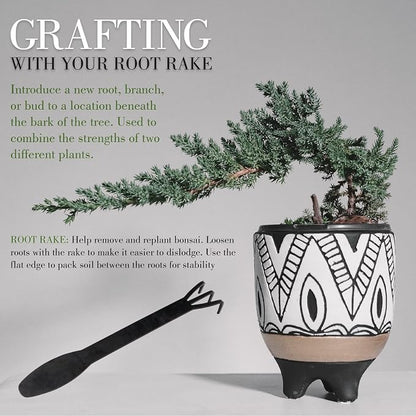 BambooMN Bonsai 2pc Set - 9" Root Pick and 9" Root Rake - 3 Sets
