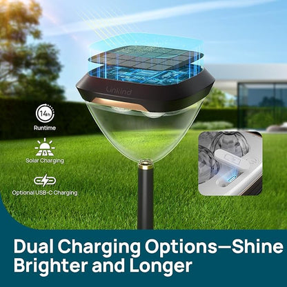 Linkind Smart Solar Pathway Lights SP6, in-App Pattern Switching Solar Lights Outdoor Waterproof, Solar & Wired Charging Color-Changing Landscape Lighting, Christmas Decor for Yard, Patio (4 Pack)