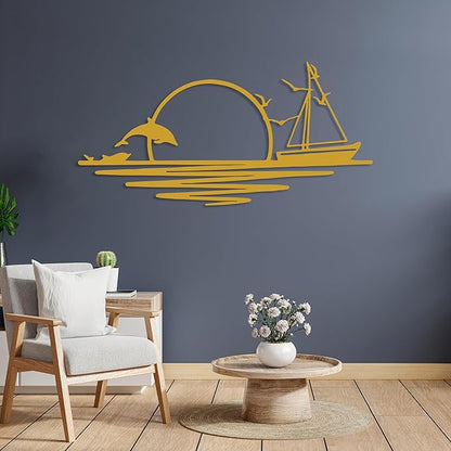 Sunrise Metal Wall Art, Sunset Metal Wall Decor for Living Room, Sunshine Line Art Home Decor Outdoor Indoor, Sun Design Modern Artwork for Walls, Abstract Sunset Wall Decor, Housewarming Gifts