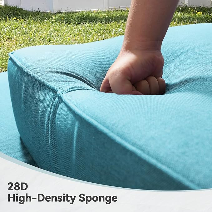 Luxury 6" Outdoor Cushions for Patio Furniture, 24x24x6" Thick Seat Cushion Set of 7, Fade Resistant Couch Chair Replacement Cushions High Density Deep Wicker Chair Cushion w/ Removable Cover, Teal