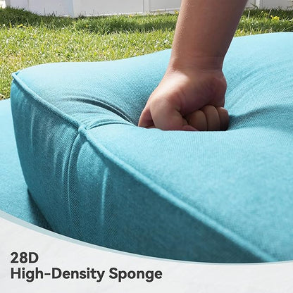 Luxury 6" Outdoor Cushions for Patio Furniture, 24x24x6" Thick Seat Cushion Set of 7, Fade Resistant Couch Chair Replacement Cushions High Density Deep Wicker Chair Cushion w/ Removable Cover, Teal