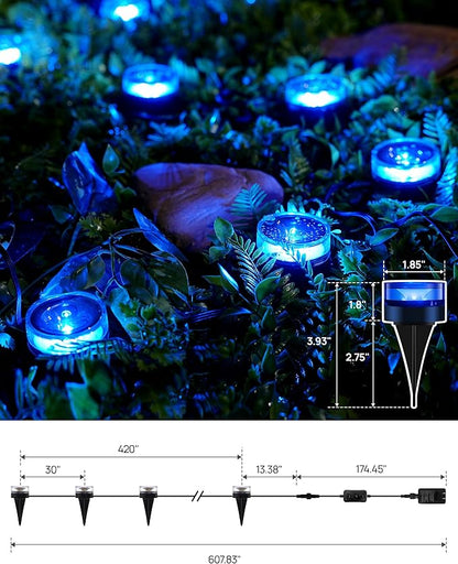 VCOKEN Christmas Pathway Lights, 50FT with Smart 15 LED RGBWW Outdoor Ground Lights with App Control, DIY Scene Modes IP65 Waterproof Walkway Light for Yard, Walkway Driveway Garden Decor
