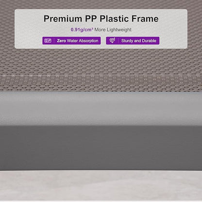 PURPLE LEAF Patio Chaise Lounge Chair Set Outside Aluminum Plastic Stackable Tanning Chairs with Armrests and Side Table for Pool Sunbathing Beach Deck Outdoor Lounger, Taupe