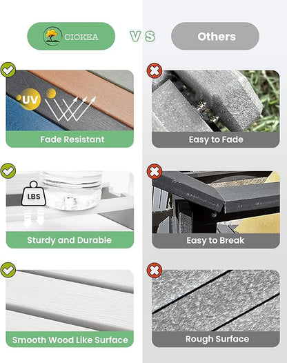 Ciokea Folding Adirondack Chair 6 Pack, Patio Adirondack Chair Weather Resistant, Plastic Fire Pit Chair with Cup Holder, Lawn Chair for Outdoor Porch Garden Backyard Deck (White)