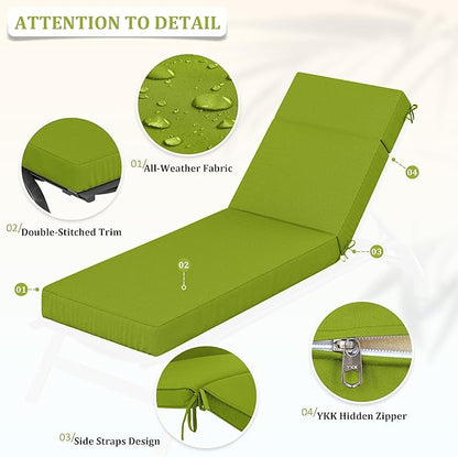 Chaise Lounge Cushions Outdoor, 72" L X 21" W X 4" D Lounge Chair Cushions for Outdoor Furniture, High-Density Foam Outdoor Chaise Cushion-Waterproof Fade-Resistant ThickPatio lounge chair cushion