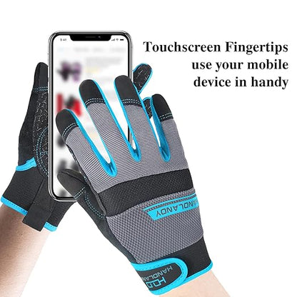HANDLANDY Grip Work Gloves for Women Men, Safety Utility Yard Working Gloves, Flexible Touch Screen Mechanics Gloves (Grip-upgraded, 2X-Large (Pack of 1))