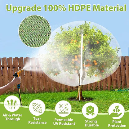 Large Fruit Tree Netting with Drawstring and Zipper, 12 * 12FT Garden Netting for Garden Protection, Insect Bird Netting for Fruit Trees, Protection from Anti Birds, Bugs,Cicadas, Insects