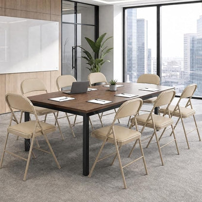 Sweetcrispy Folding Chair 10 Pack, Leather Padded Folding Chairs, Sturdy Metal Foldable Chairs, Easy to Use and Store, Outdoor and Indoor, for Home, Office, Party, Comfy