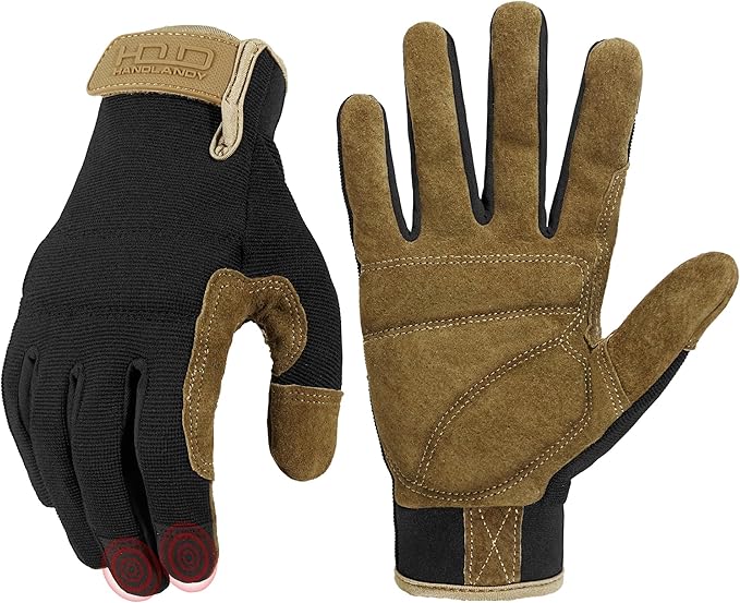 HANDLANDY Work Gloves for Men & Women, Utility Mechanic Working Gloves Touch Screen, Flexible Gardening Gloves for Yard
