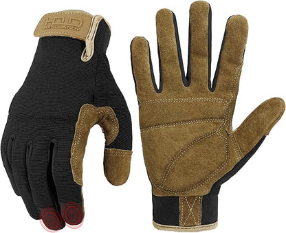 HANDLANDY Work Gloves for Men & Women, Utility Mechanic Working Gloves Touch Screen, Flexible Gardening Gloves for Yard