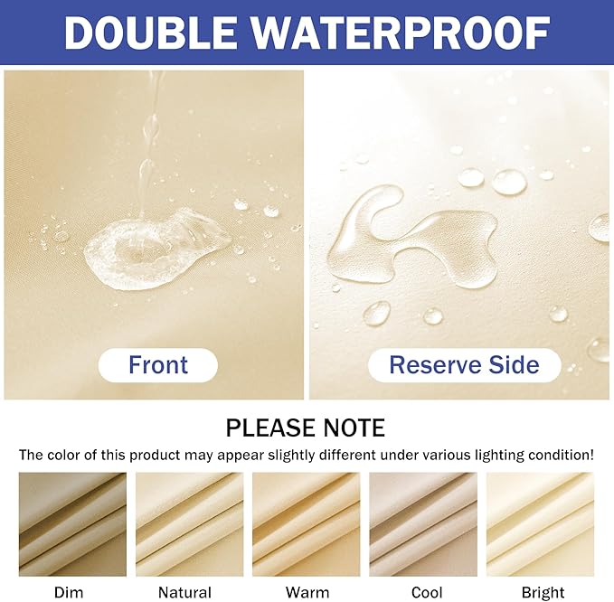 Chaise Lounge Cushions Outdoor, Waterproof Lounge Chair Cushion, 72x 21x 3 Inch Outdoor Chair Cushions with Ties, High-Density Foam Patio Lounge Chair Pads for Lawn, Pool & Beach, Beige