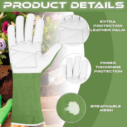 Long Gardening Gloves Leather Ladies Men Women Durable Goatskin Garden Gloves Forearm Thorn Proof Work