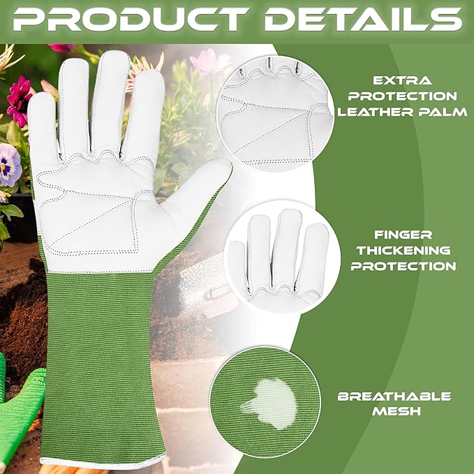 Long Gardening Gloves Leather Ladies Men Women Durable Goatskin Garden Gloves Forearm Thorn Proof Work