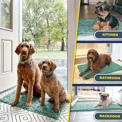 Muddy Mat® | Super Water Absorbent Door Mat Indoor, Microfiber Quick Dry Chenille Entryway Rug,Slip Resistant Front Door Mat,Indoor Mats for Entryway,Machine Washable Pet Rug, Seafoam Green 30"x19"