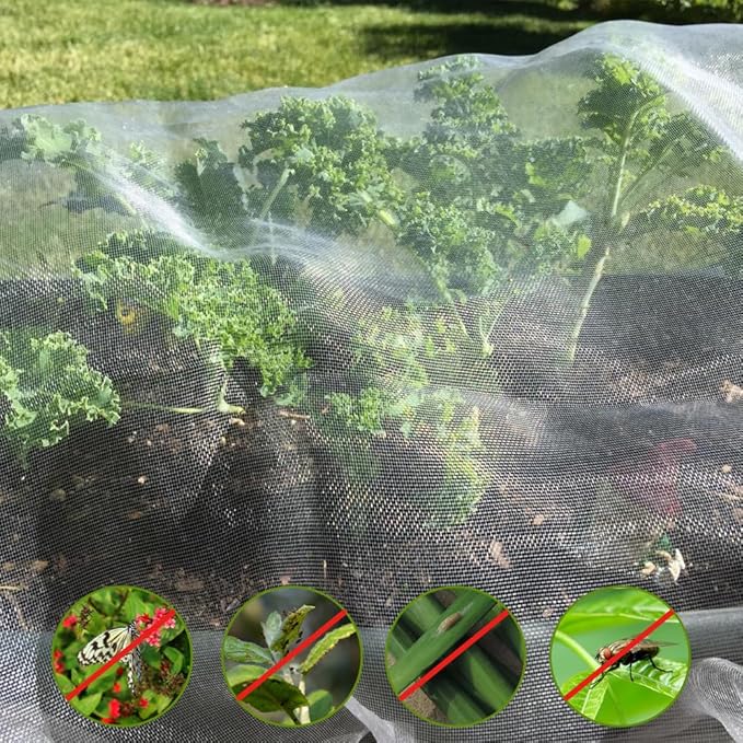 6.5X50Ft Garden Netting Pest Barrier – Ultra Fine Mesh Netting Plant Covers & Row Cover, Protects Vegetables, Fruits, Flowers from Mosquitoes, Insects, Birds, Deer & Squirrels