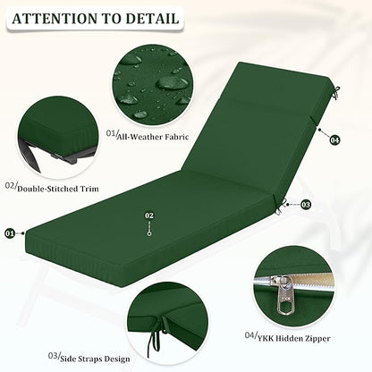 Chaise Lounge Cushions Outdoor, 80" L X 26" W X 4" D Lounge Chair Cushions for Outdoor Furniture, High-Density Foam Outdoor Chaise Cushion-Waterproof Fade-Resistant ThickPatio lounge chair cushion