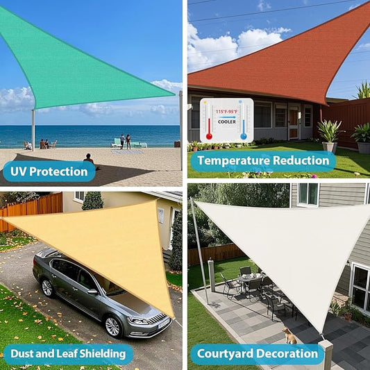 Amagenix Sun Shade Sail 16'X16'X22.6' Curved Edge Outdoor Shade Canopy Sand Breathable 95% UV Block Shade Cloth for Patio Garden Backyard (We Make Custom Size)