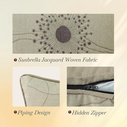 Outdoor Sunbrella Decorative Pillows Pack of 4, 16" x 16" Outdoor Pillow Set for Couch Bed Throw Patio Sofa, Allure Dusk