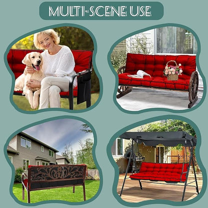 Replacement Cushions for Swing, Swing Cushions 3 Seater Replacement, Waterproof Thicken Washable Pad Cushion for Outdoor Indoor Furniture Swing Patio (red, 40x63 inch)