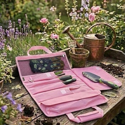 Garden Tool Bag, Roll-Up Garden Tool Holder with Deep Pockets | 900D Polyester Heavy Duty Gardening Tote | Compact Washable Organizer for Tools, Seeds, and Essentials (Tools Not Included)