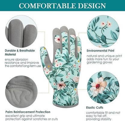 Trifabricy Gardening Gloves for Women, Breathable leather Garden Gloves with Grip, Thorn-Proof Puncture-Resistant Work Gloves