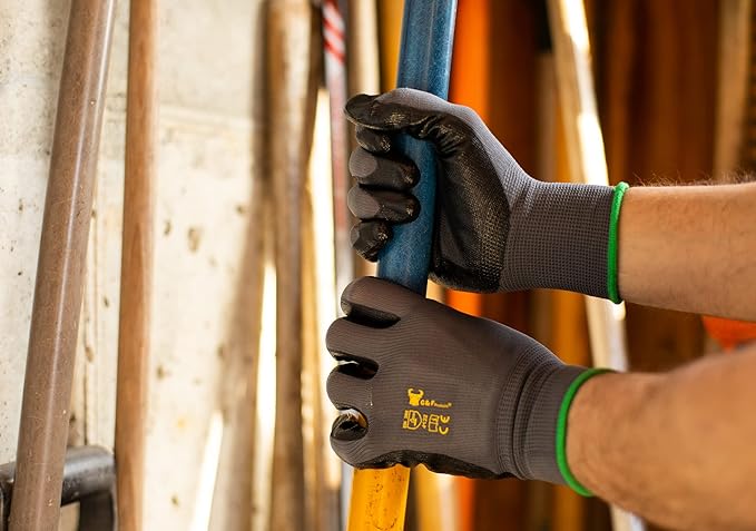 G & F Products 6 PAIRS Men's Working Gloves with Micro Foam Coating - Garden Gloves Texture Grip - Work Glove For general purpose, construction, yard work, X-Large, Black, Model Number: 15196XL-6
