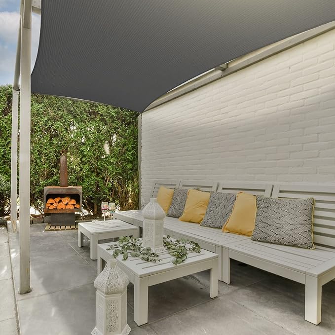 AsterOutdoor Sun Shade Sail Rectangle 8' x 12' UV Block Canopy for Patio Backyard Lawn Garden Outdoor Activities, Graphite