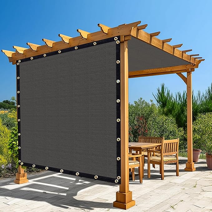 Amagenix 90% Pergola Shade Cover 17'X 17' Dark Gray Sun Shade Cloth with Grommets for Outdoor Garden Patio Porch-Commercial Grade 200 GSM-Cable Zip Ties Included (We Customized)