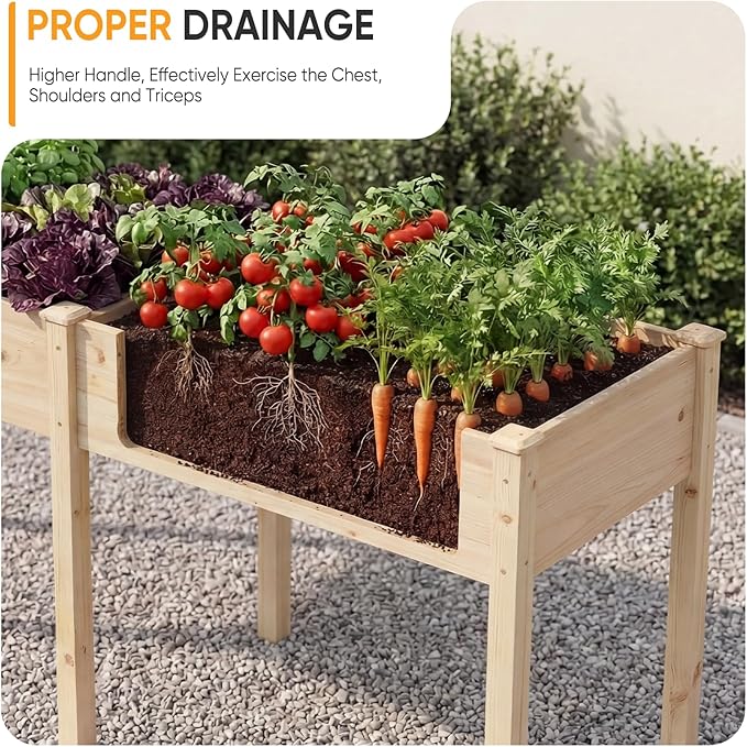 NEWBULIG Raised Garden Bed with Legs 72x23x30in,Elevated Wood Planter Box Stand for Outdoors Garden Balcony Courtyard, Natural Wood 600 Pound Capacity for Planting Herbs Flowers Vegetables