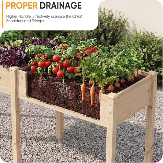 NEWBULIG Raised Garden Bed with Legs 72x23x30in,Elevated Wood Planter Box Stand for Outdoors Garden Balcony Courtyard, Natural Wood 600 Pound Capacity for Planting Herbs Flowers Vegetables