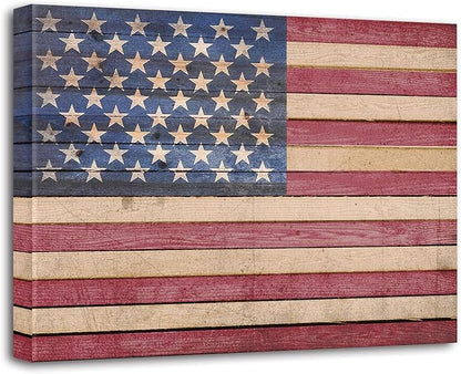 Berlun American Flag Wall Decor - Vintage Patriotic Canvas Wall Art for Home, Office, or Outdoor - USA Flag Wall Hanging for Independence Day, 4th of July, Memorial Day -Merry Christmas Gifts-AL-11 ﻿ ﻿