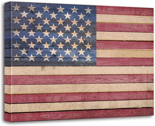 Berlun American Flag Wall Decor - Vintage Patriotic Canvas Wall Art for Home, Office, or Outdoor - USA Flag Wall Hanging for Independence Day, 4th of July, Memorial Day -Merry Christmas Gifts-AL-11 ﻿ ﻿