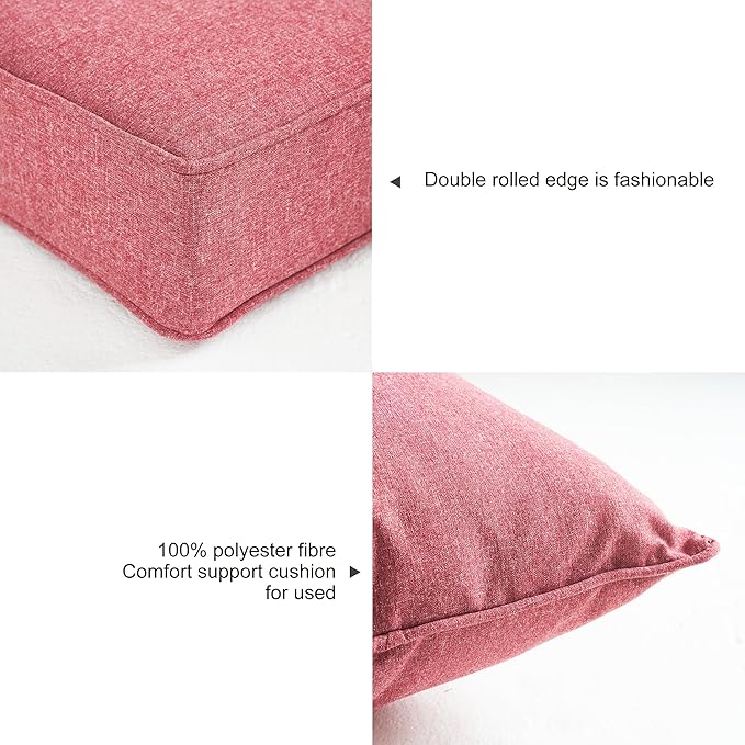 ARTPLAN Outdoor Deep Seating Cushions with Backrest Set, All-Weather Waterproof Patio Sofa Cushions for Sectionals, High-Resilience Foam Garden Furniture Cushion Cover,Repture Red