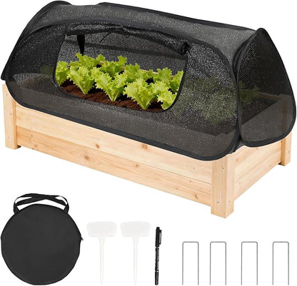 45"×20"×18"Pop Up Plant Shade Tent,Foldable UV Resistant Sun Shade Cloth,Raised Bed Shade Cover with Labels & Stakes,Breathable Garden Mesh Cover with Zipper Door for Vegetables,Fruits,Flowers